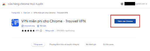Nhấn nút cài đặt thêm tiện tích VPN vào Chrome