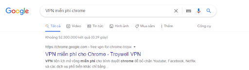 Tìm kiếm từ khóa VPN miễn phí trên Google