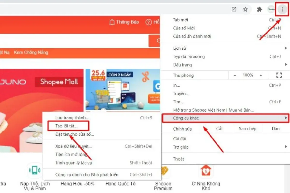 Cách tải phần mềm Shopee về máy tính sử dụng Google Chrome